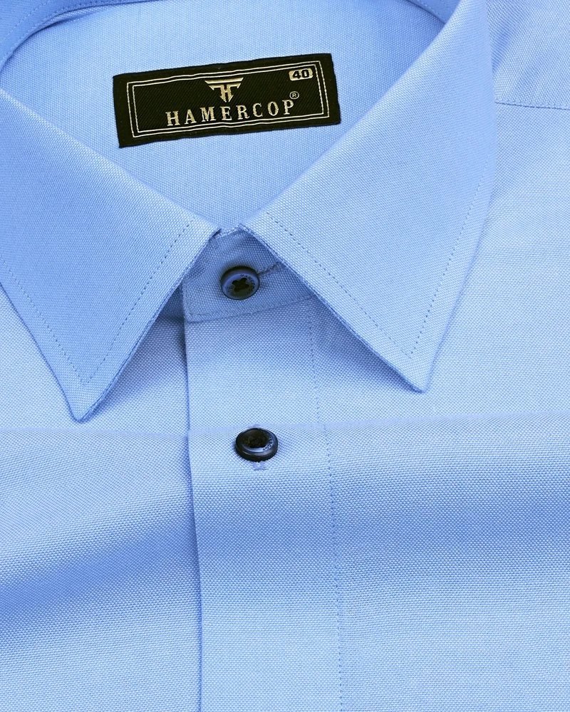 Light blue cotton shirt collar