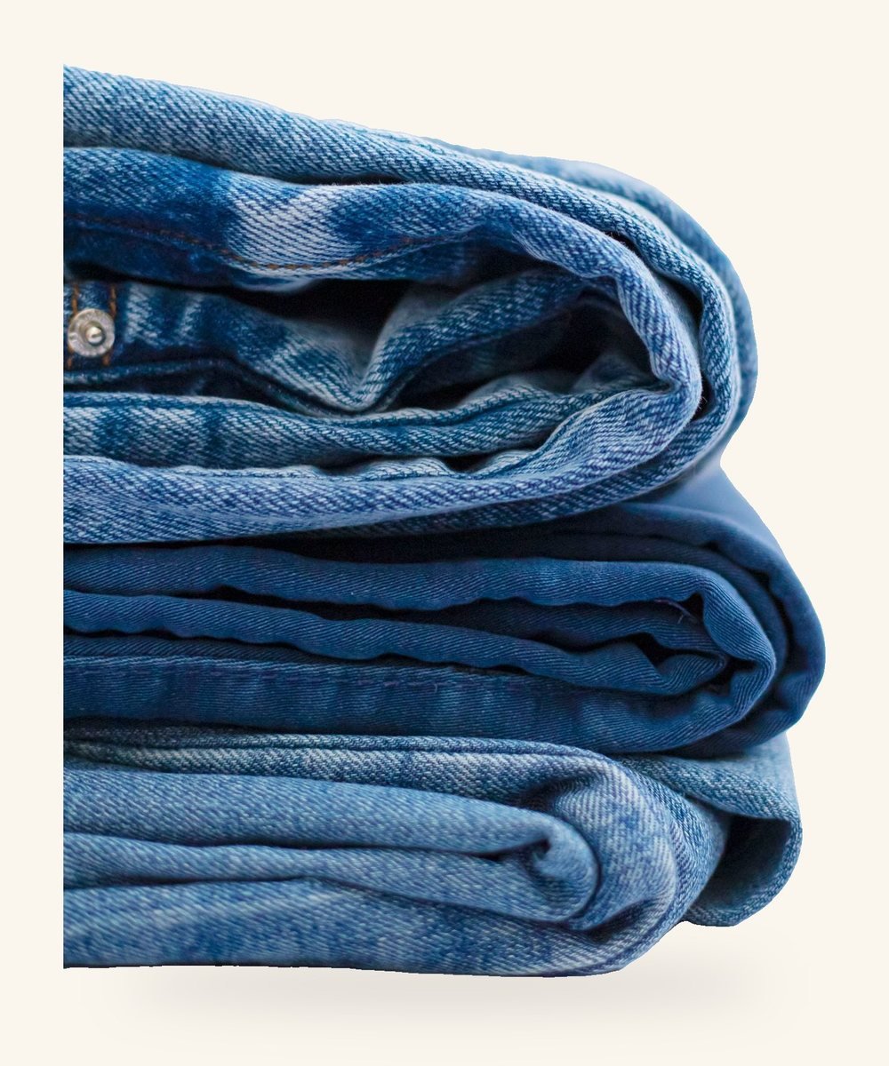 Folded denim pants