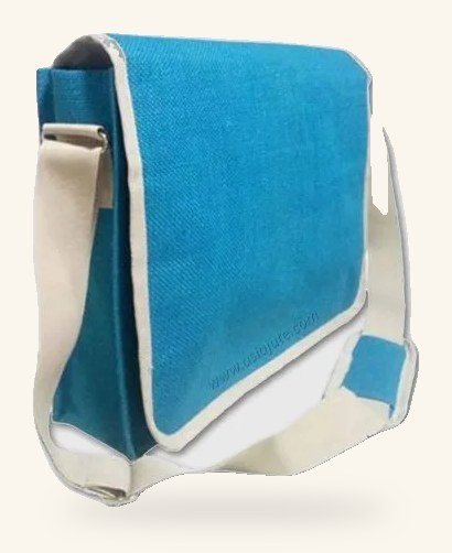 Blue jute messenger bag