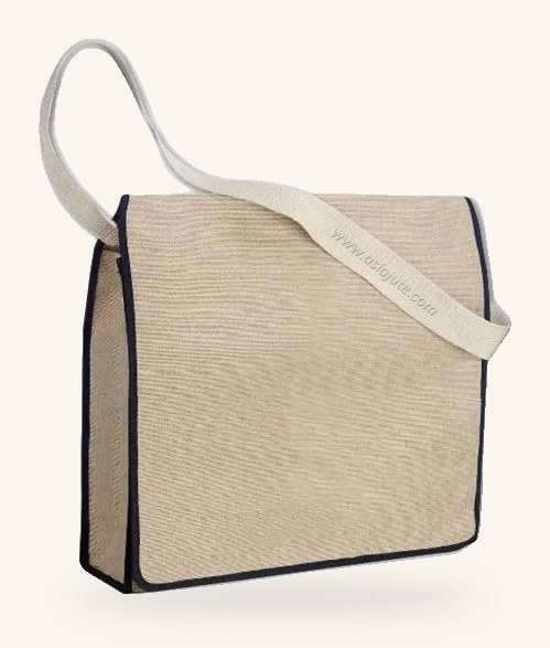 Natural jute messenger bag