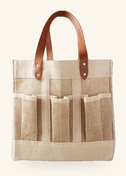 Jute tote with pockets