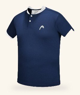 Navy polo shirt with white sleeves