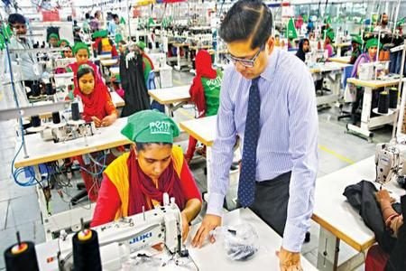 Quality check on a garment production floor