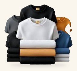 Folded and hanging T-shirts