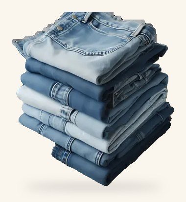 Stack of denim pants