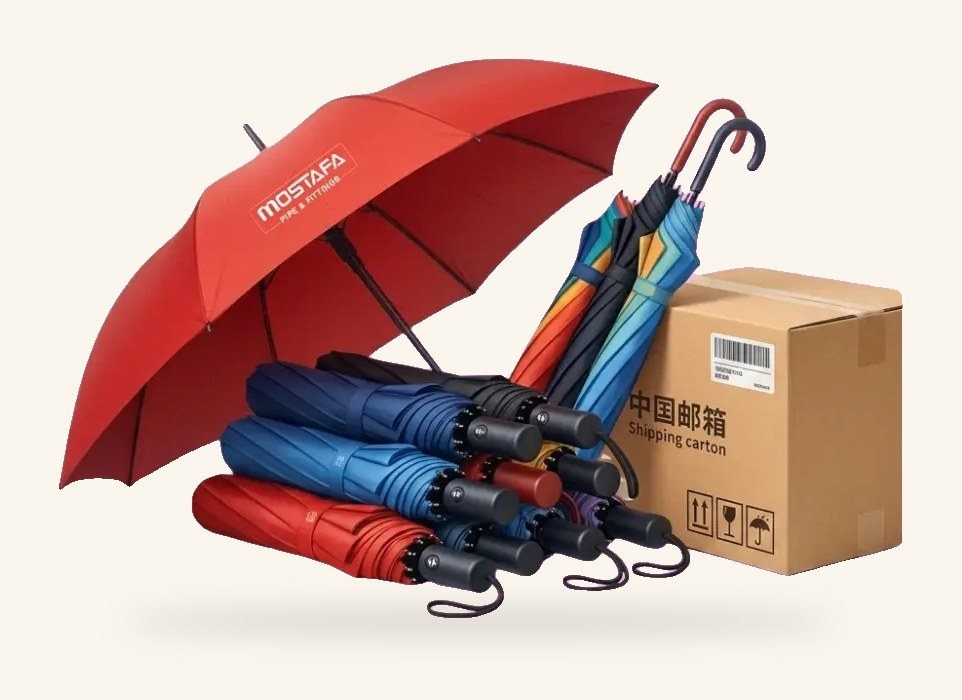 Corporate umbrellas with carton
